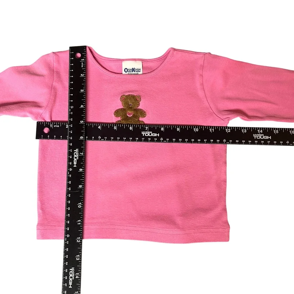 VTG OshKosh Bgosh Pink Long Sleeve Teddy Bear Shirt 24 Mo USA Made Cottagecore